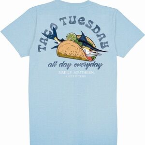 Simply Southern Light Blue Taco Tuesday XXL Graphic Tee